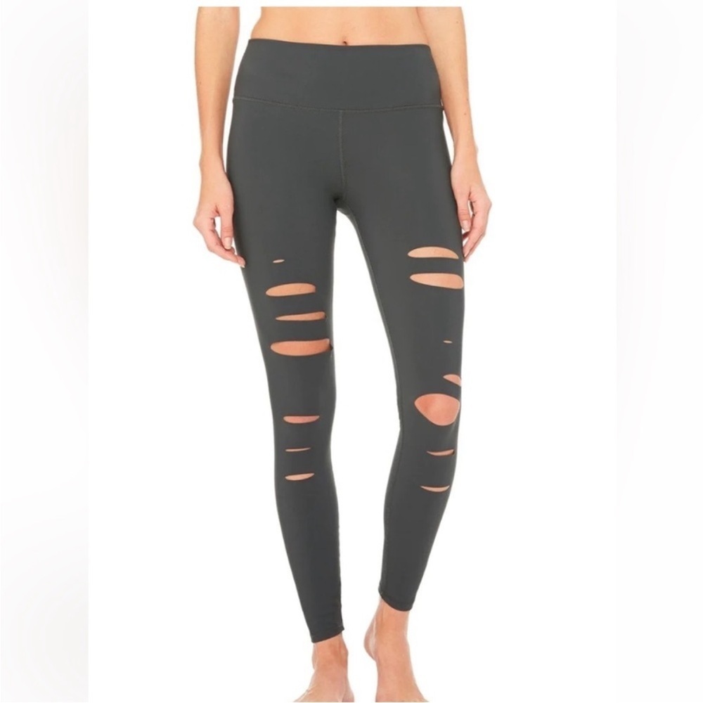 ALO High-waist ripped warrior legging Gray Medium